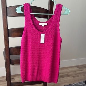 LOFT Vibrant Pink Knit Tank Top